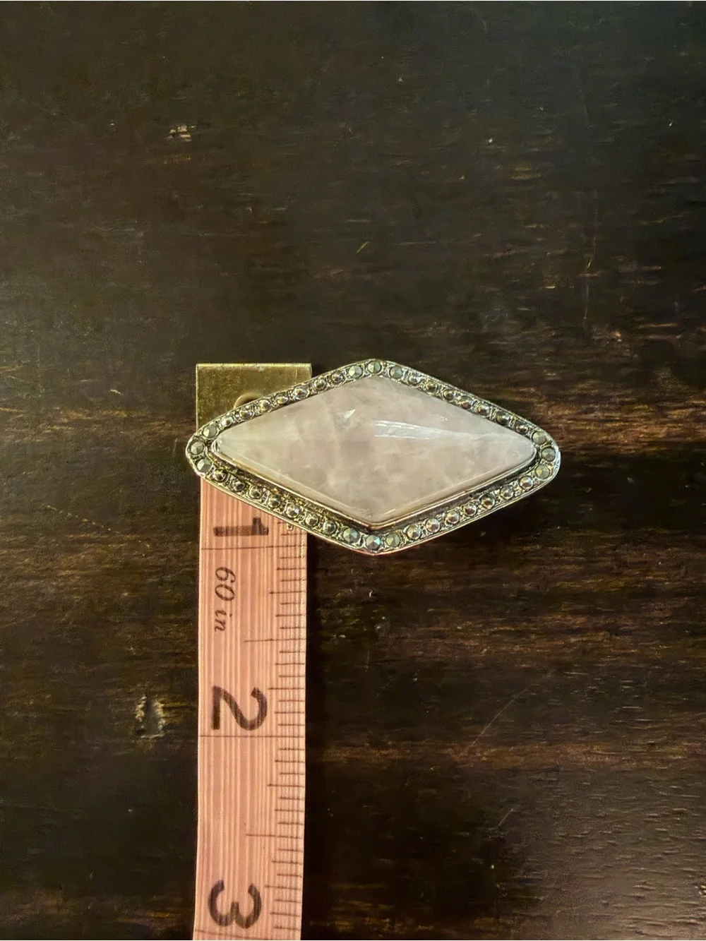 Rose quartz and marcasite brooch